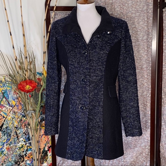 Kensie blue and blue tweed coat. - Picture 3 of 8